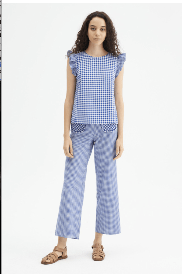 Top con volantes y estampado de cuadros vichy azules - Imagen 3