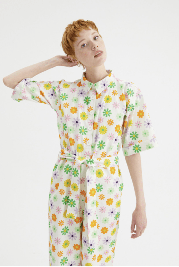Mono largo camisero con estampado floral