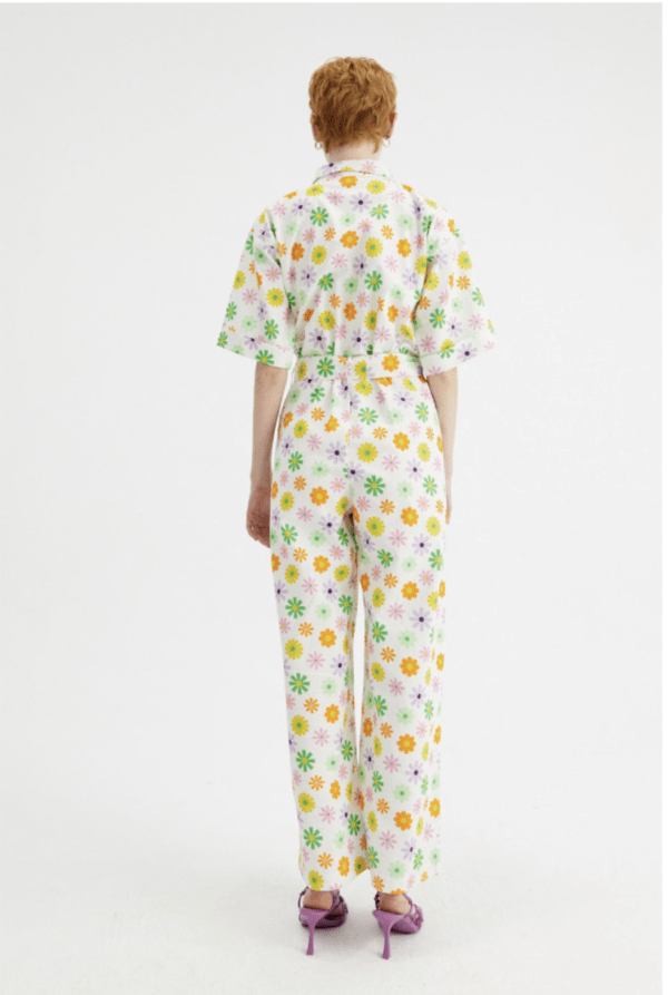 Mono largo camisero con estampado floral