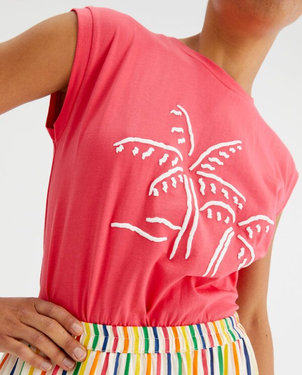 CAMISETA DE ALGODON CON ESTAMPADO PALMERAS - Imagen 2