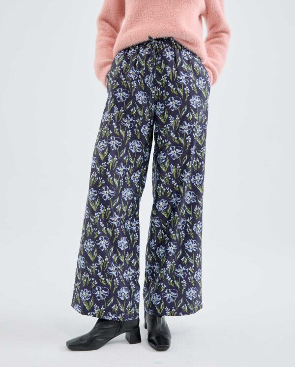 Pantalon largo recto con estampado floral - Imagen 2