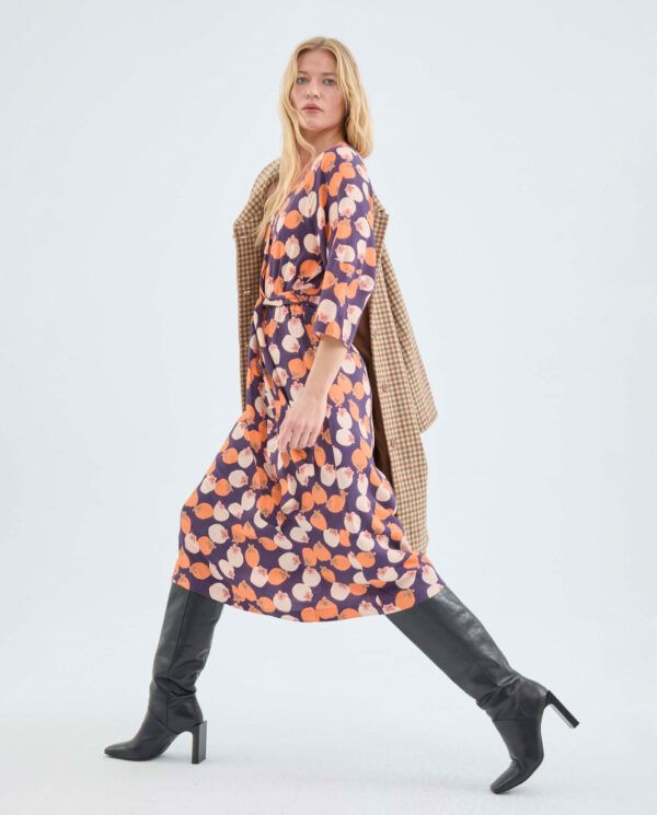 Vestido midi con estampado de caquis - Imagen 3