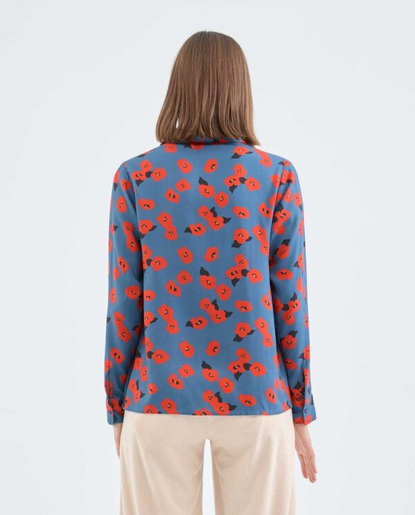 Camisa de manga larga con estampado floral rojo - Imagen 3