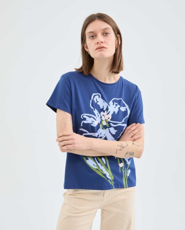 Camiseta de algodón con gráfica floral