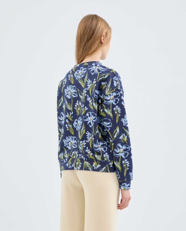 Sudadera de felpa con estampado floral azul
