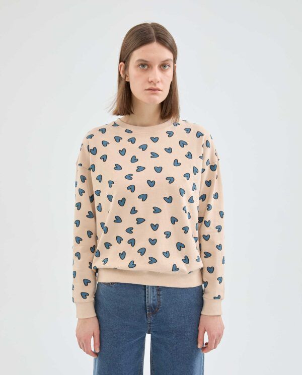 Sudadera de felpa con estampado de corazones