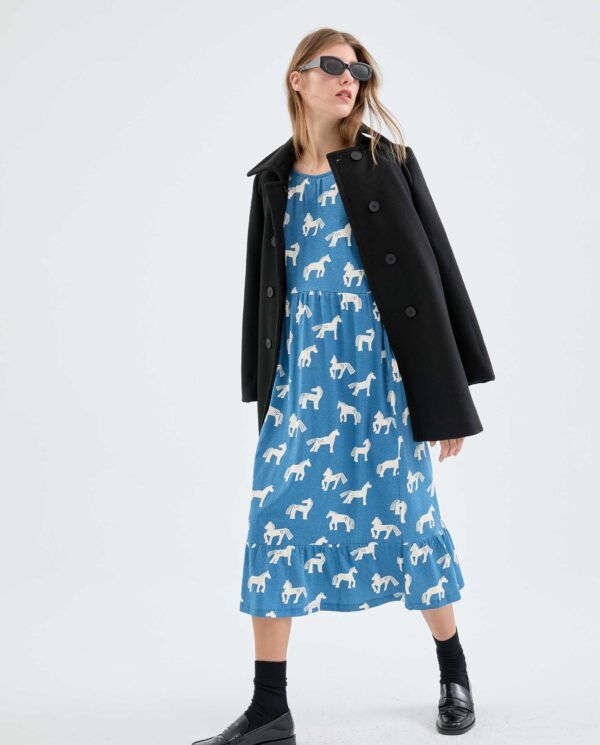 Vestido midi evasé con estampado de caballos - Imagen 2