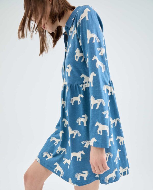 Vestido corto camisero con estampado de caballos - Imagen 5