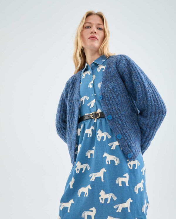 Vestido corto camisero con estampado de caballos - Imagen 4