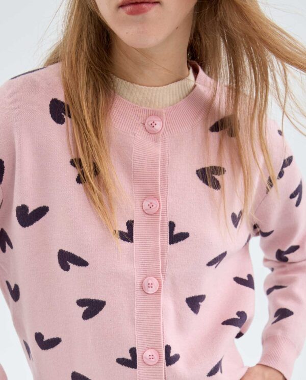Cárdigan de punto fino con estampado de corazones - Imagen 2