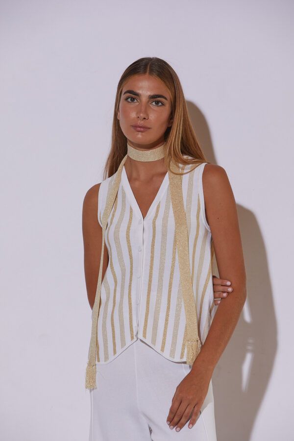 CHALECO RAYAS CON LUREX