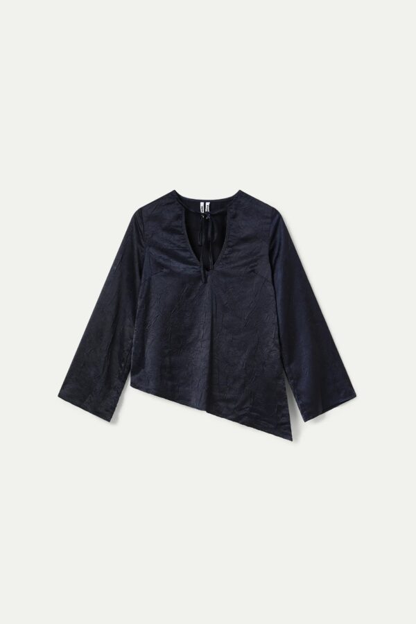 TOP SATEN ARRUGADO AZUL - Imagen 4