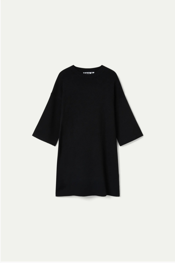 VESTIDO CORTO MANGA AMPLIA NEGRO - Imagen 4