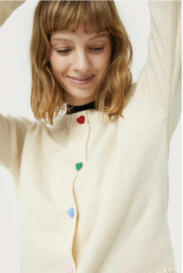 CARDIGAN CON DETALLE DE CORAZONES BLANCO - Imagen 5