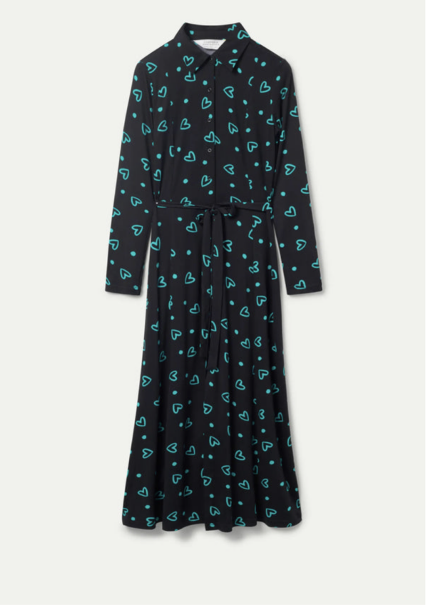 VESTIDO LARGO CAMISERO ESTAMPADO CORAZONES - Imagen 5