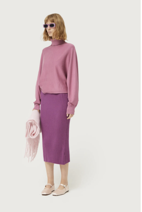 JERSEY DE PUNTO CON CUELLO VUELTO ROSA - Imagen 2