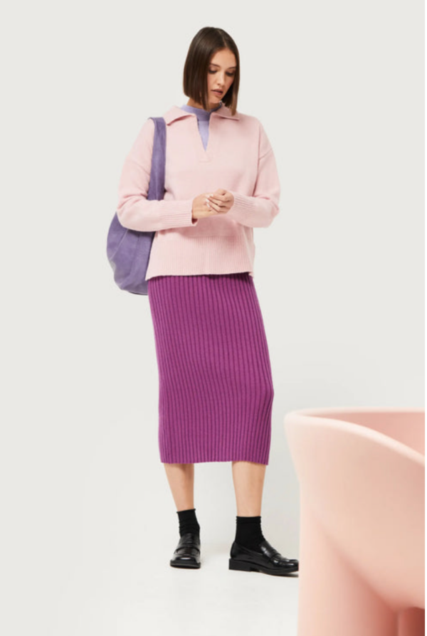 FALDA MIDI PUNTO MORADA - Imagen 4