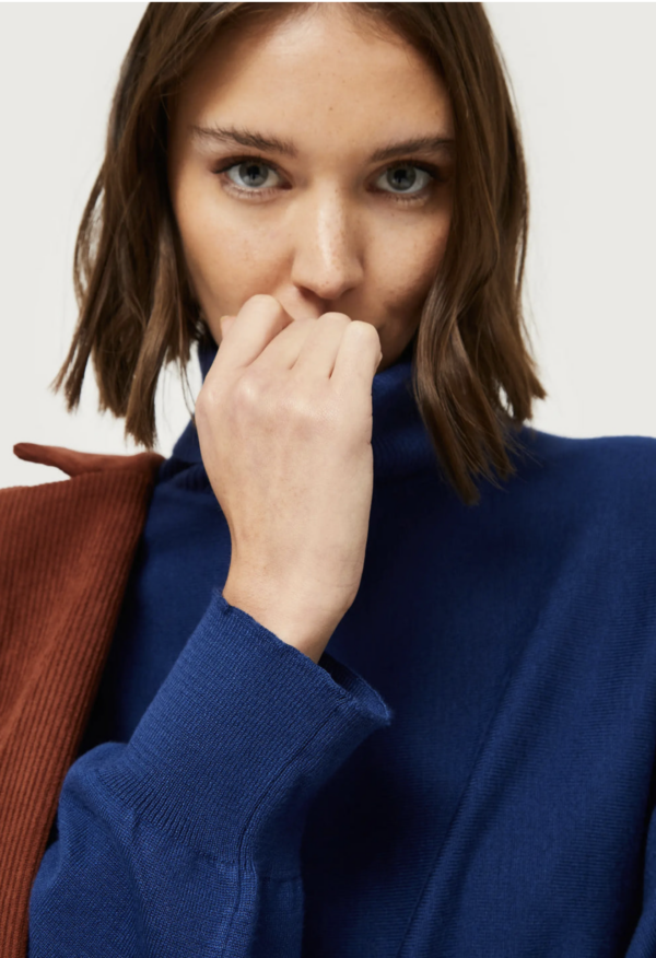 JERSEY DE PUNTO CON CUELLO VUELTO AZUL - Imagen 2