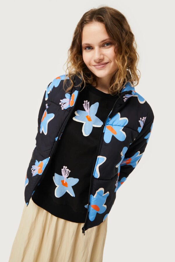 Abrigo acolchado estampado floral Calatea negro - Imagen 2