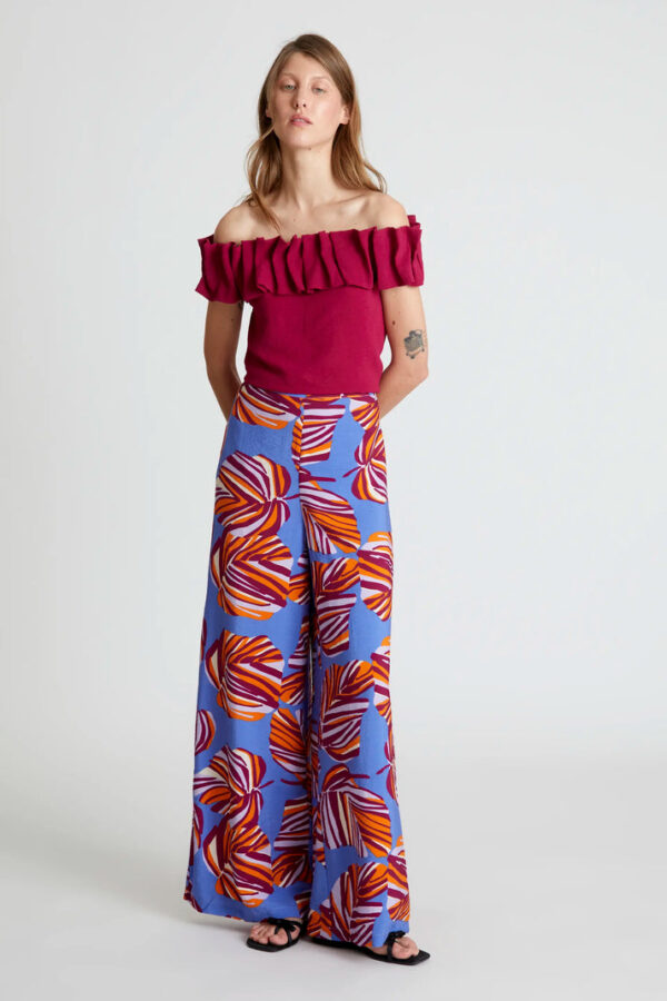 PANTALON LARGO ESTAMPADO FLORAL ALOCASIA