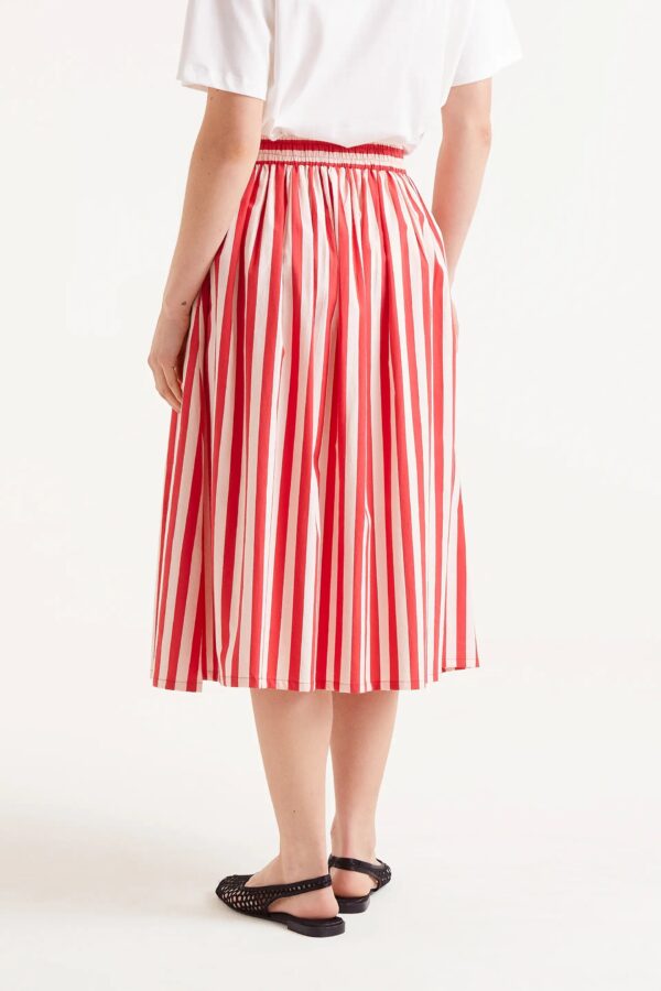 FALDA MIDI ESTAMPADO RAYAS ROJAS - Imagen 4