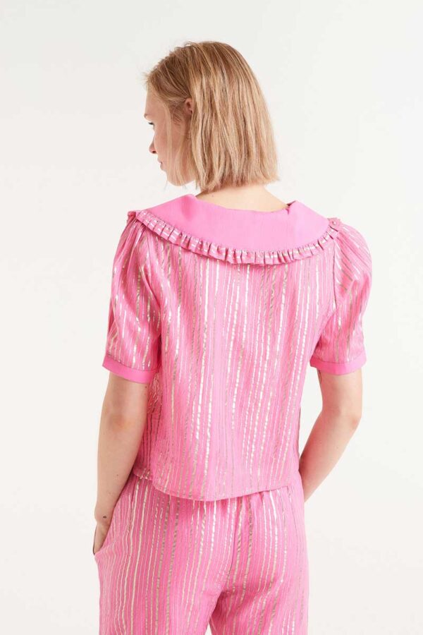CAMISA MANGA CORTA LUREX ROSA - Imagen 4