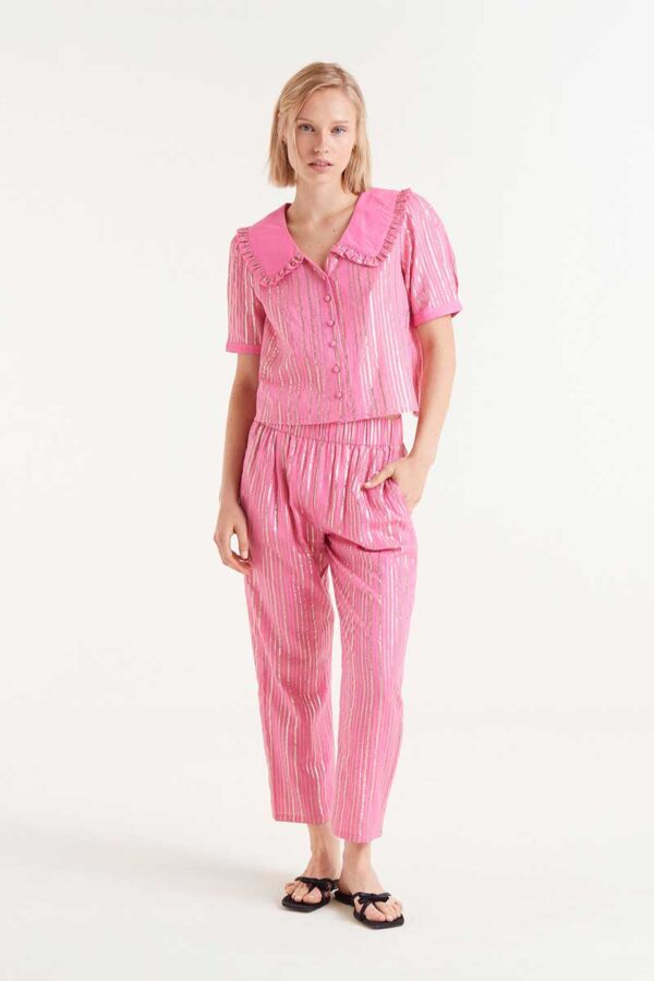 CAMISA MANGA CORTA LUREX ROSA - Imagen 2