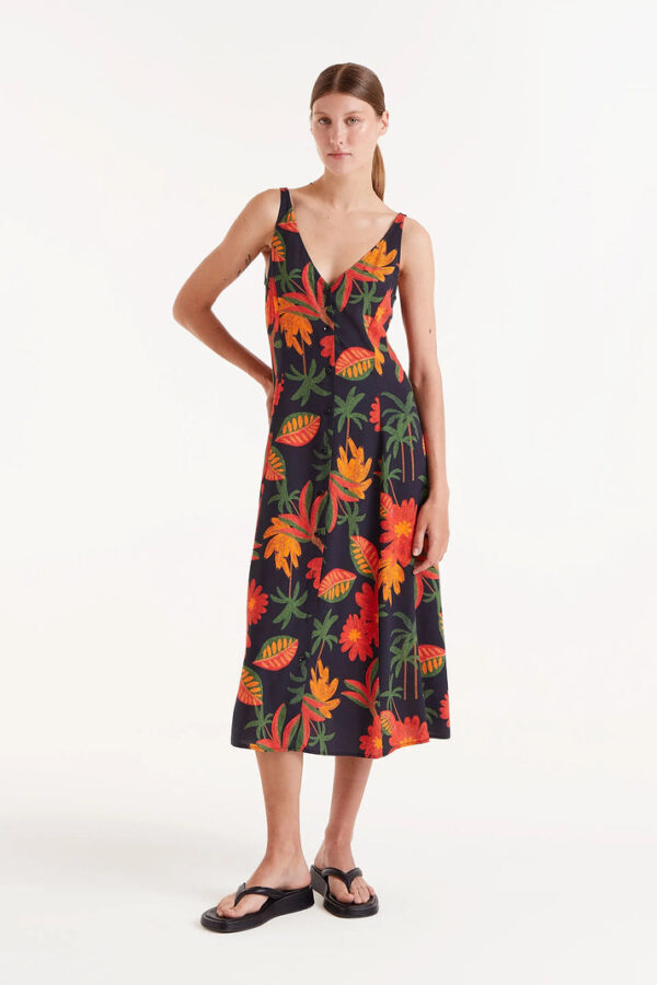 Vestido midi estampado floral Famara