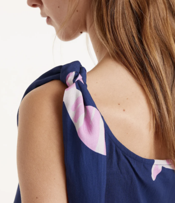 VESTIDO AZUL ESTAMPADO PECES LILA - Imagen 3