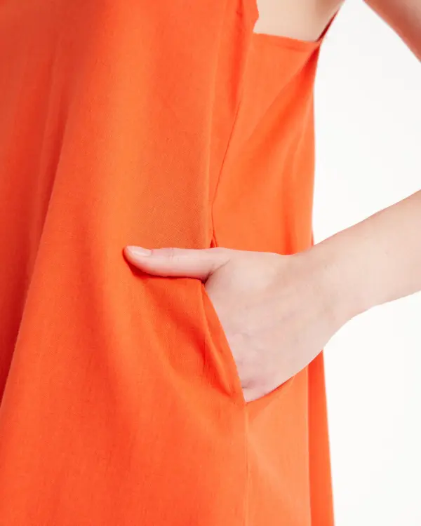 VESTIDO NARANJA TIRANTE ANCHO - Imagen 3