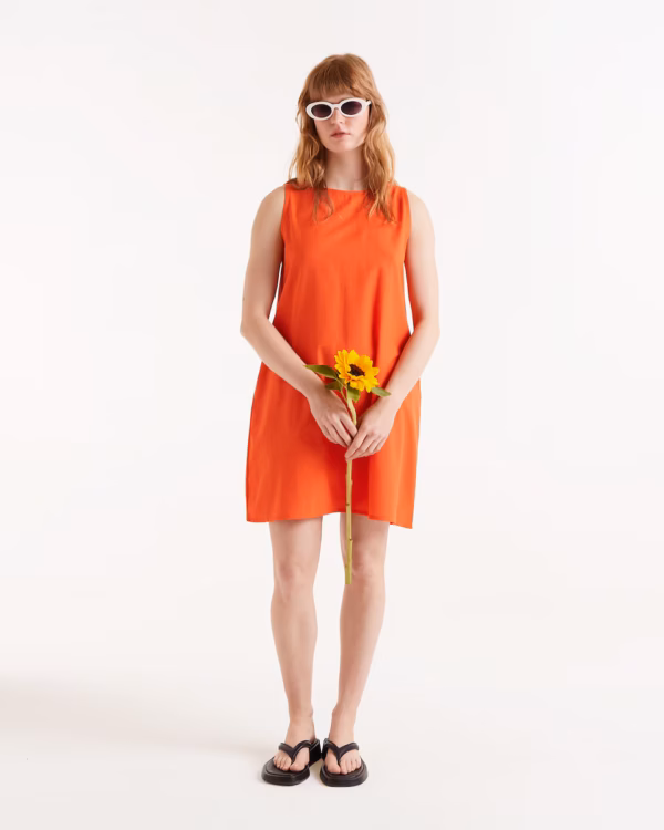 VESTIDO NARANJA TIRANTE ANCHO - Imagen 4