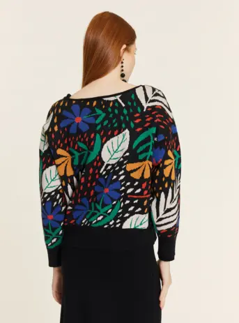 Jersey Garden de Pepa Loves, bajo fruncido elástico, cuello scoop, mangas rectas con puños shirred y bolsillos. Disponible en Dulce Locura, Badajoz.