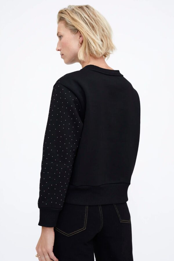 SUDADERA  NEGRA 100% ALGODON APLIQUES PLATEADAS - Imagen 3