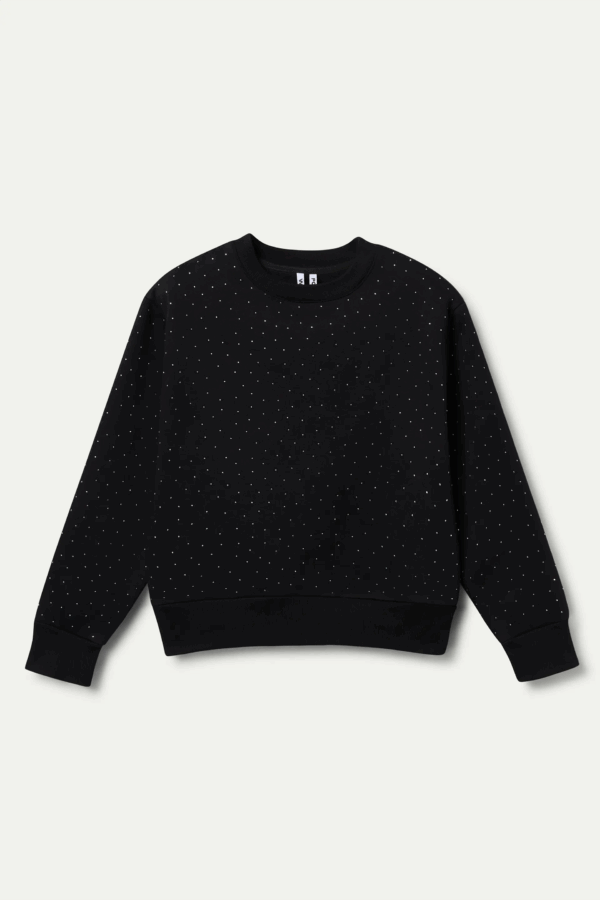 SUDADERA  NEGRA 100% ALGODON APLIQUES PLATEADAS - Imagen 4