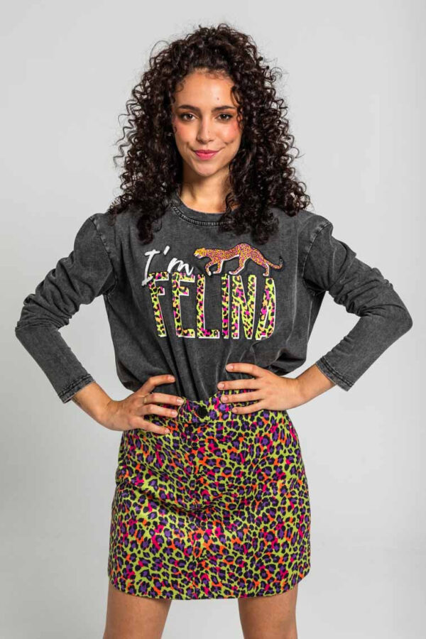 Camiseta Oversize de estampado animal verde - I'm Felina