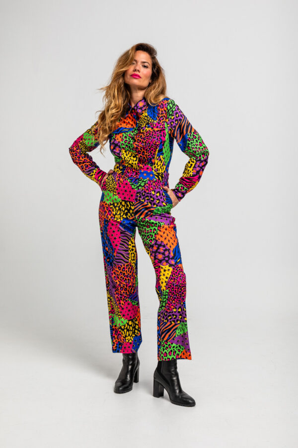 Mono estilo aviador de estampado variado de animal print - C