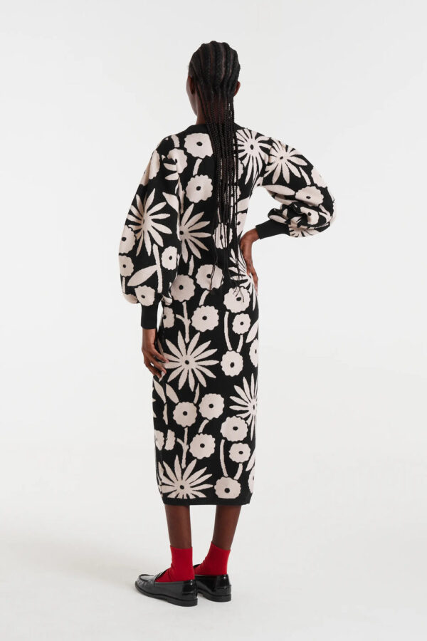 VESTIDO MIDI JACQUARD CON ESTMPADO TOFU - Imagen 2