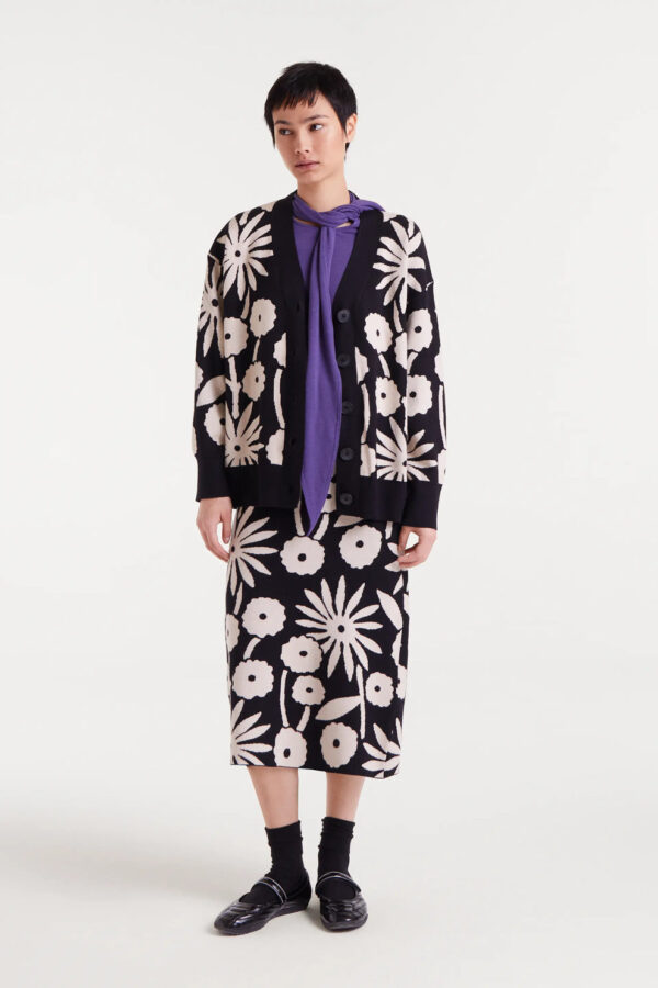Falda midi jacquard con estampado Tofu