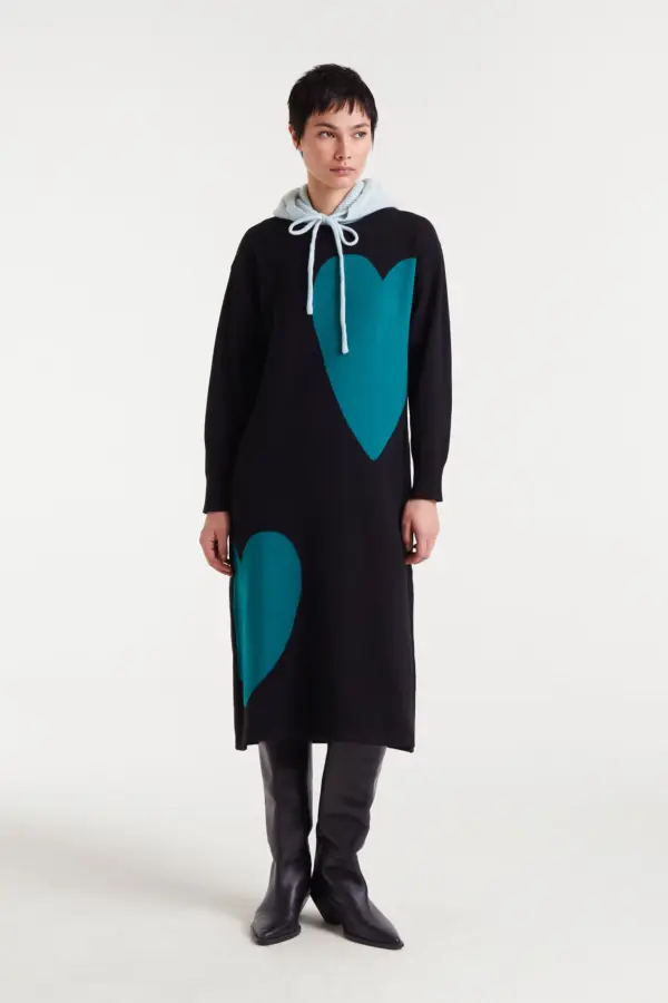 VESTIDO MIDI JACQUARD SUPER GREEN HEART