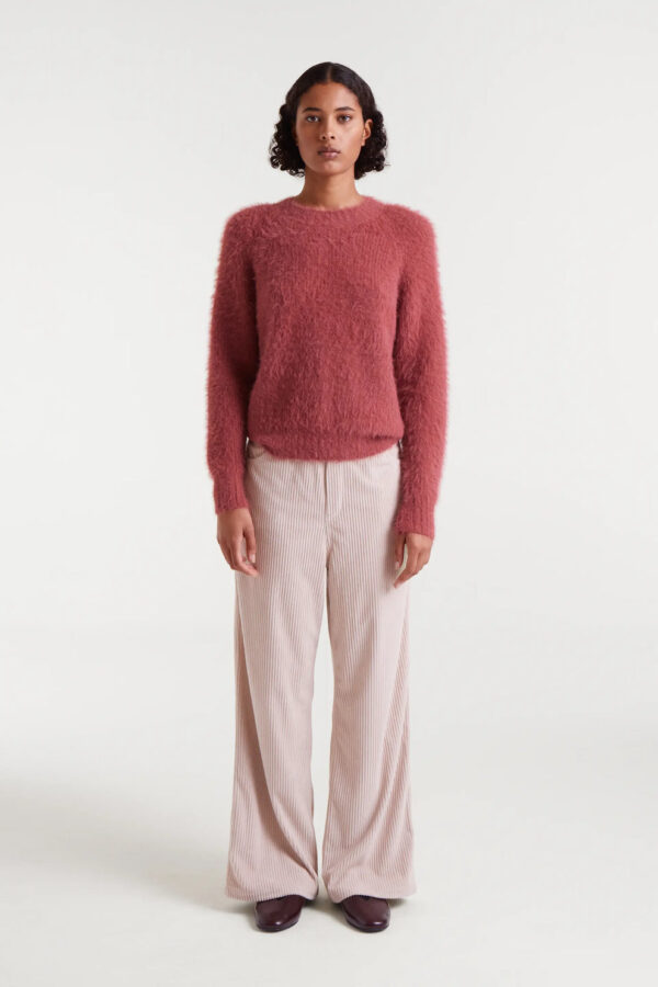Pantalón recto de pana blanca